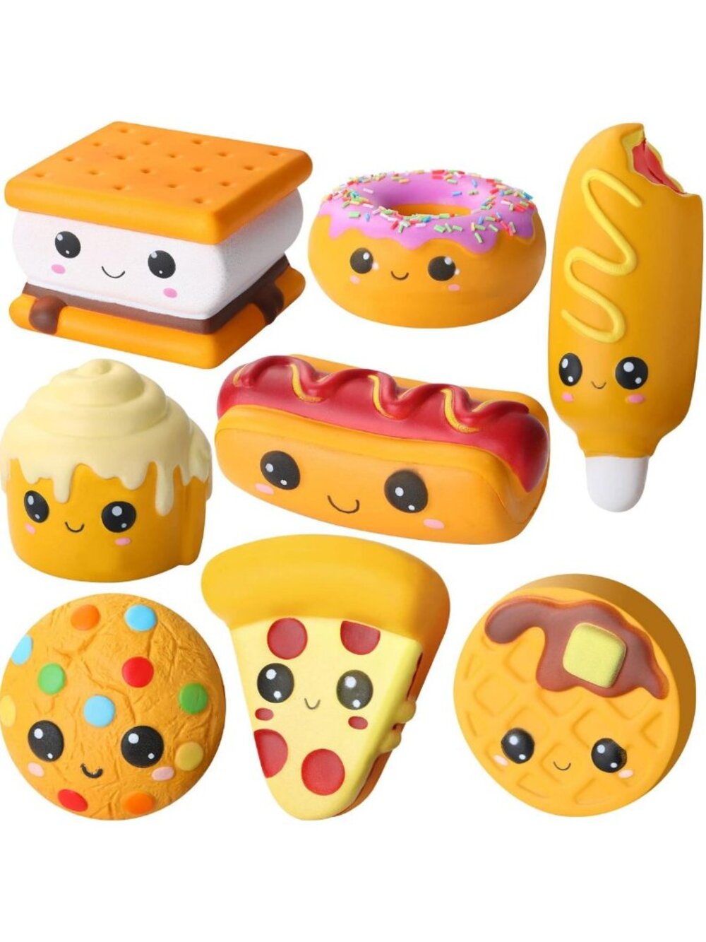 8 Pcs Slow Rising Food Foam Toys - Stress Relief, Squishy Fun, Collectible Play